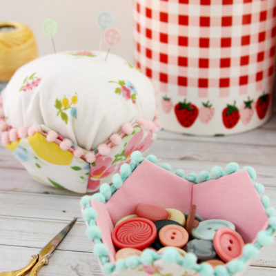 Vintage Sheet Fabriflair Bowl and Pincushion