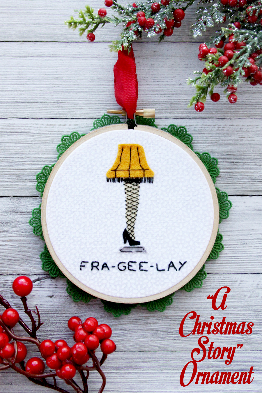 A Christmas Story Leg Lamp Ornament | Fabulous and Fun DIY Christmas Ornaments by popular Tennessee craft blog, Flamingo Toes: image of A Christmas Story ornament.