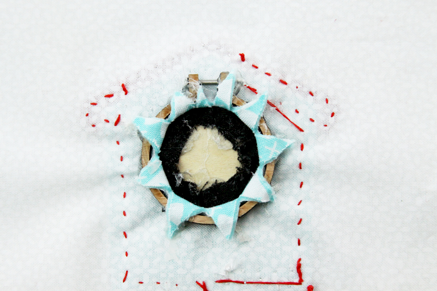 Sweet Fabric and Felt Birdhouse Hoop Ornament