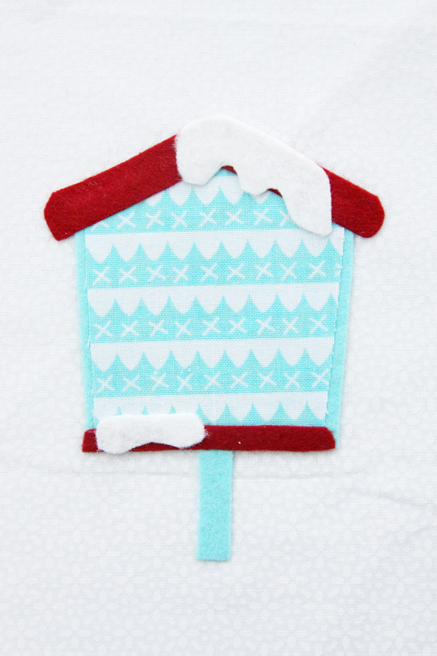 Sweet Fabric and Felt Birdhouse Hoop Ornament