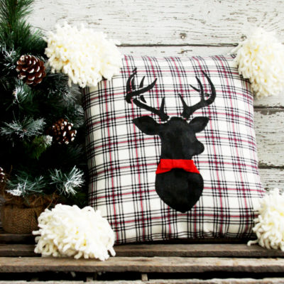 Flannel Deer Christmas Pillow