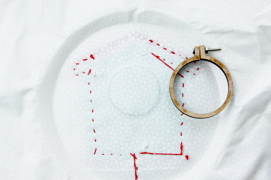 Sweet Fabric and Felt Birdhouse Hoop Ornament