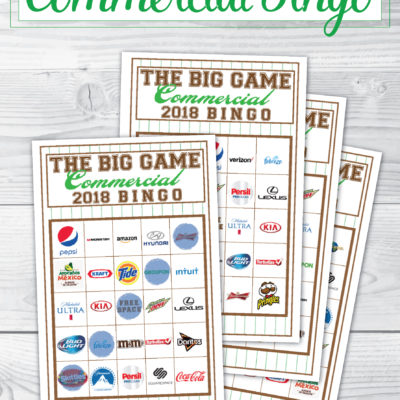 2018 Big Game Commercial Bingo