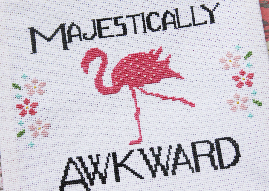 Majestically Awkward Fun Flamingo Cross Stitch