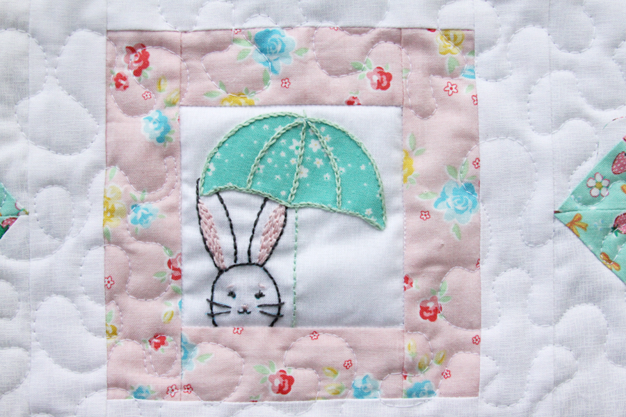 Spring Star Mini Quilt with Bunnies and Blossoms Fabric
