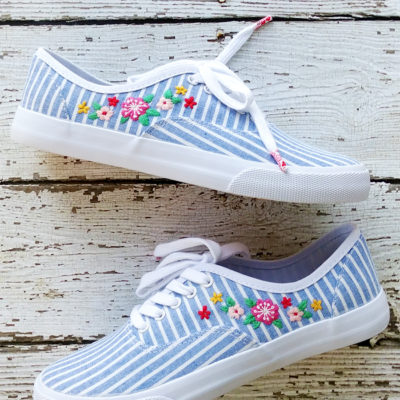 DIY Floral Embroidered Shoes