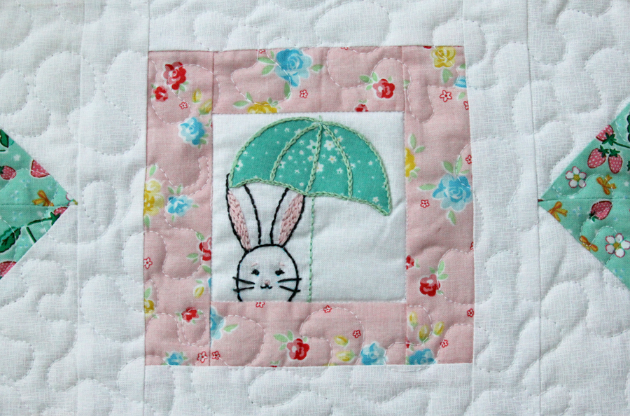 Spring Star Mini Quilt with Bunnies and Blossoms Fabric