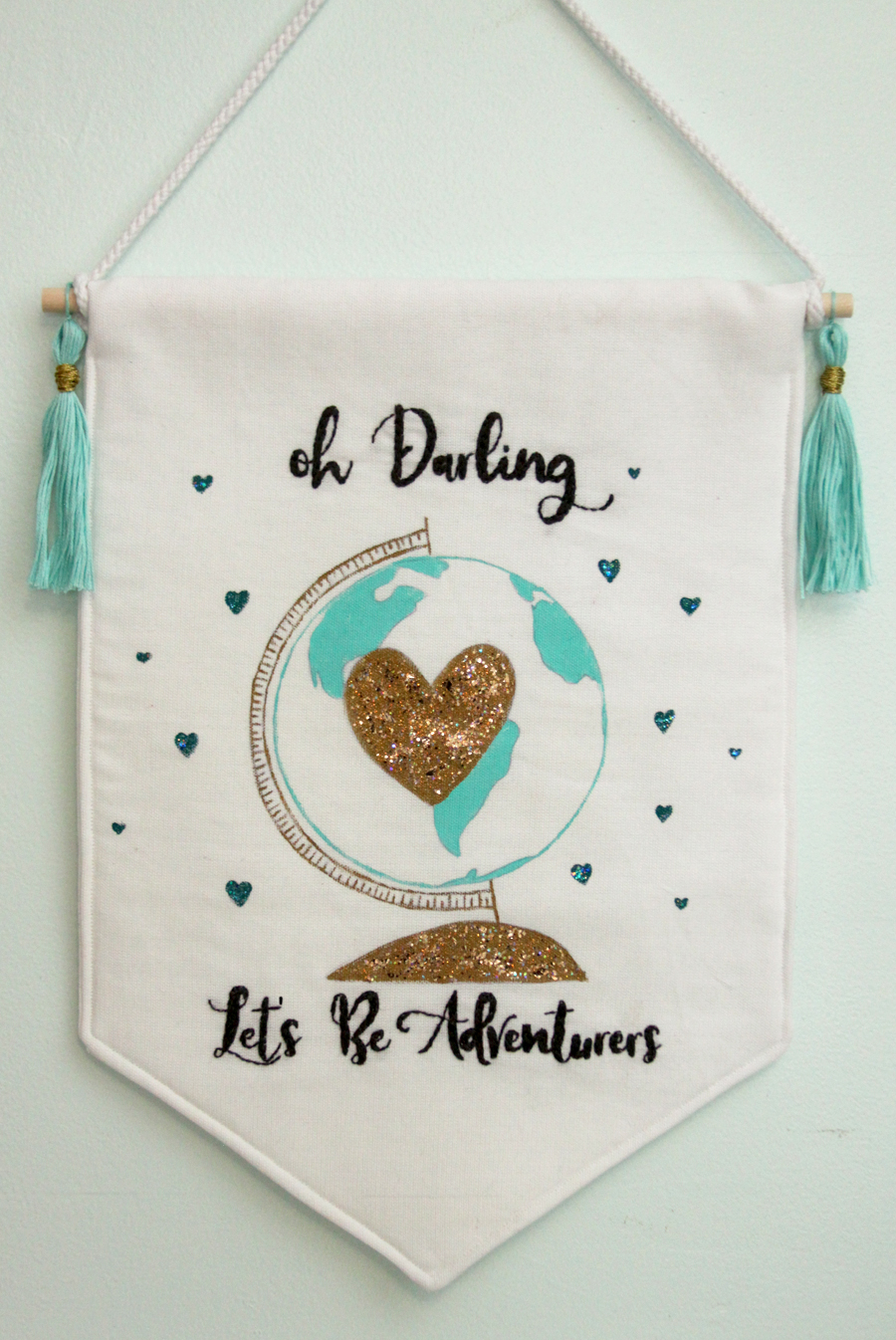 Let's be Adventurers Glitter Globe Banner