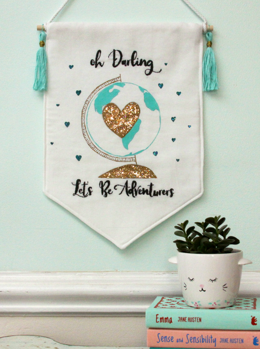 Let's be Adventurers Glitter Globe Banner