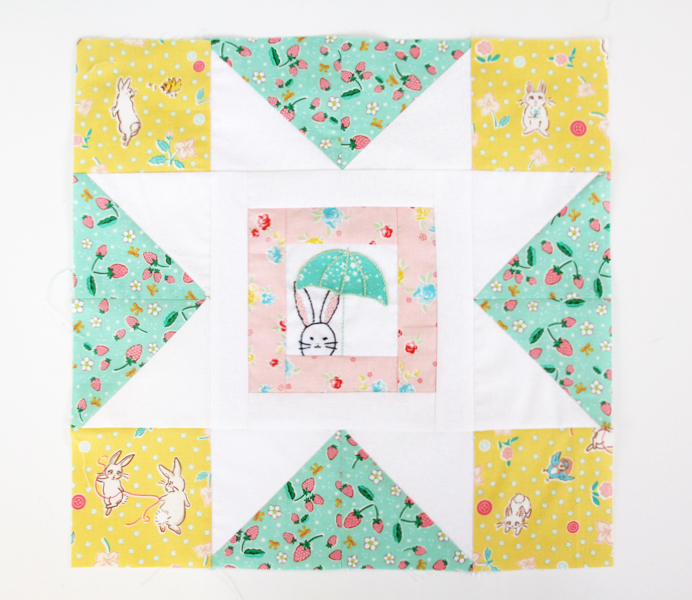 Spring Star Mini Quilt with Bunnies and Blossoms Fabric