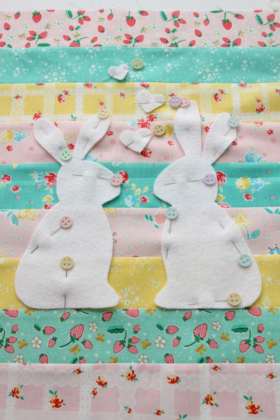 Spring Bunnies in Love Pillow
