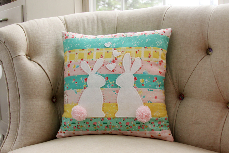 Spring Bunnies in Love Pillow