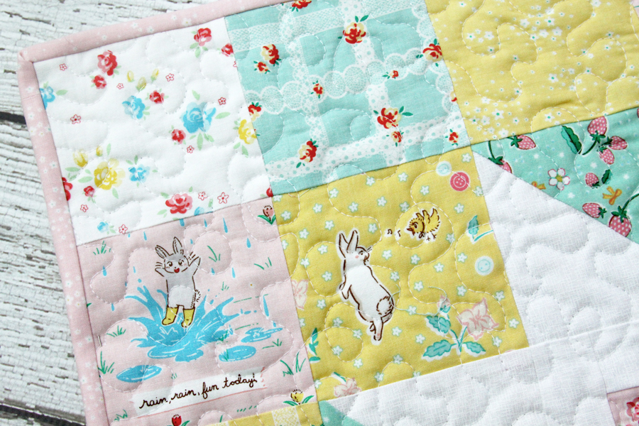 Spring Star Mini Quilt with Bunnies and Blossoms Fabric
