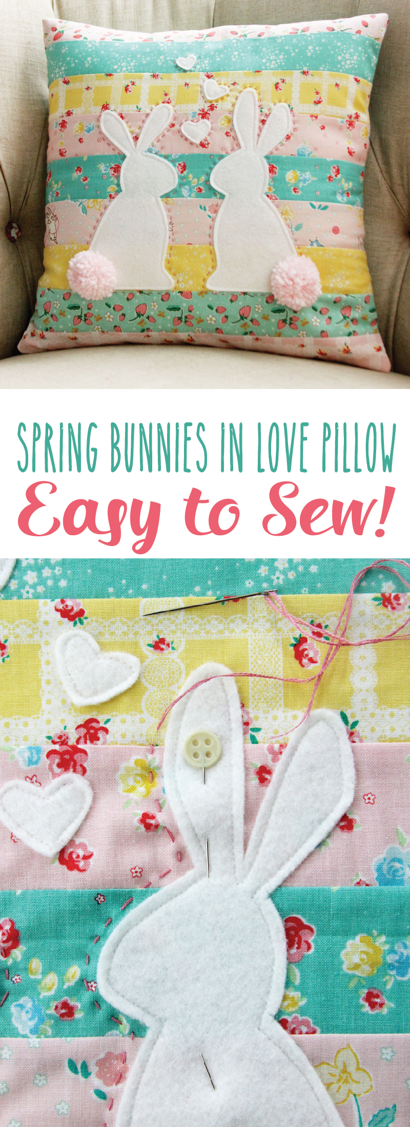 Spring Bunnies in Love Pillow