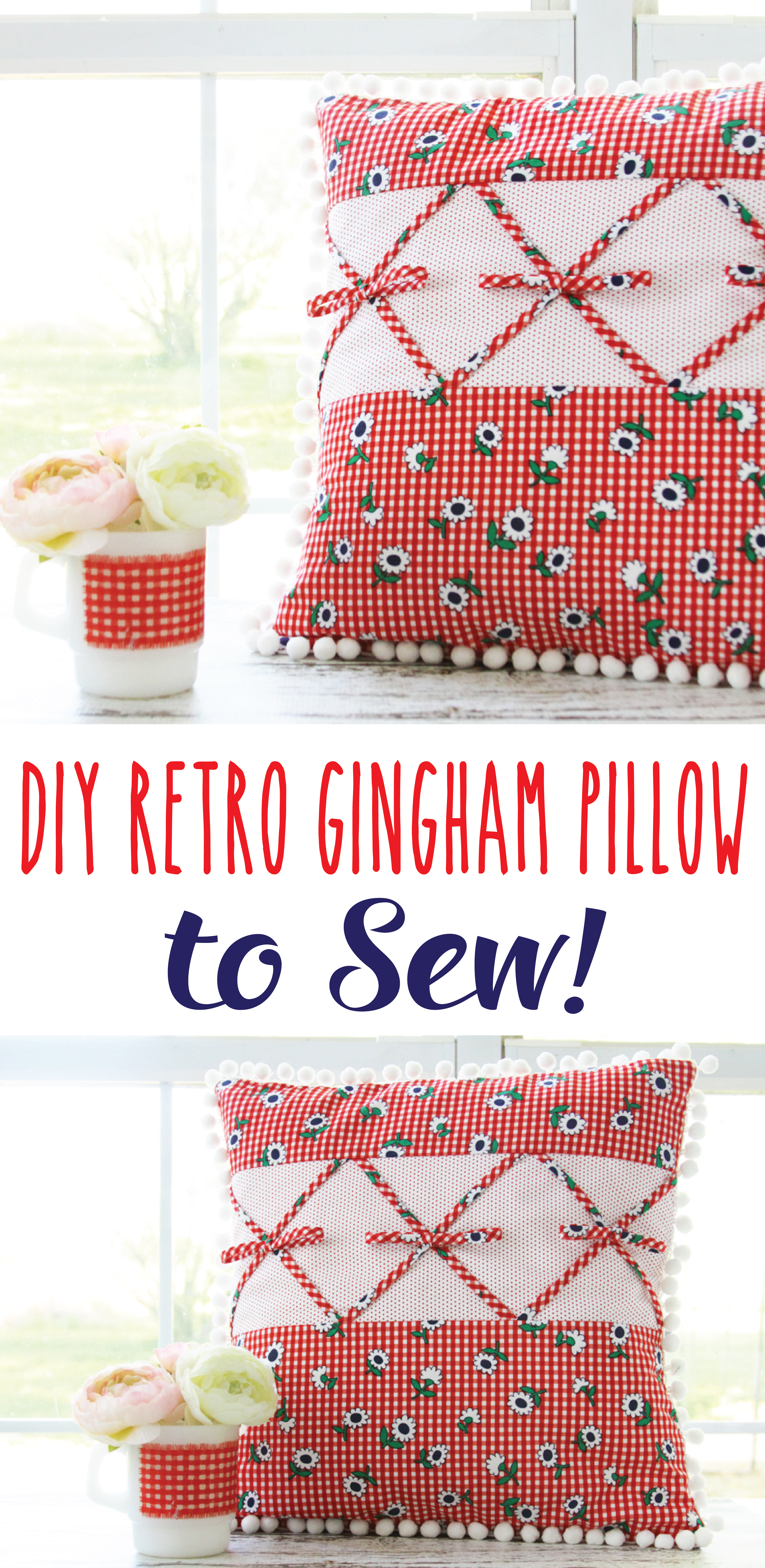 Retro Gingham Pillow with Sunnyside Ave Fabric