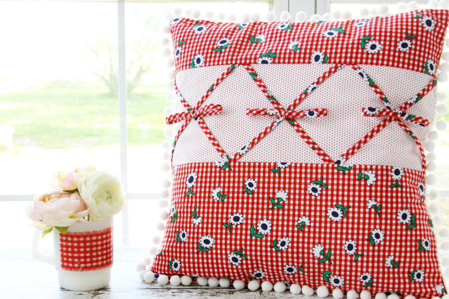 Retro Gingham Pillow with Sunnyside Ave Fabric