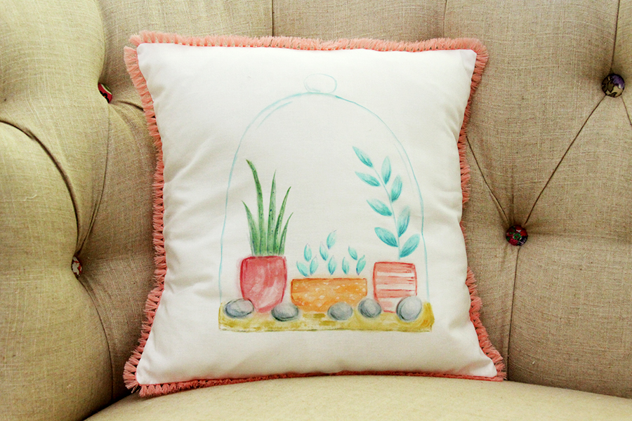 DIY Watercolor Terrarium Pillow