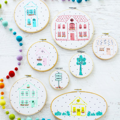 Stenciled Neighborhood Embroidery Hoop Art Gallery
