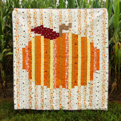 Colorful Strip Pumpkin Quilt with Free Pattern