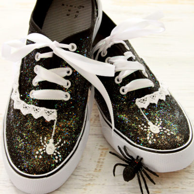DIY Glitter Spiderweb Halloween Shoes