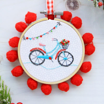 Sweet Mini Bicycle Embroidery Hoop Ornament