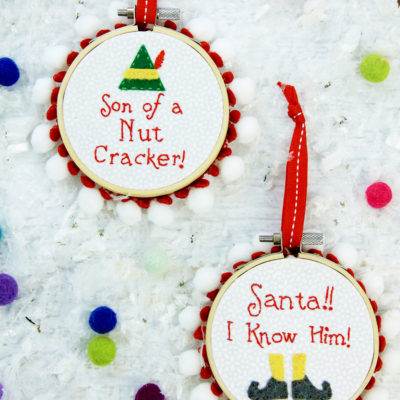 Elf Mini Hoop Christmas Ornaments