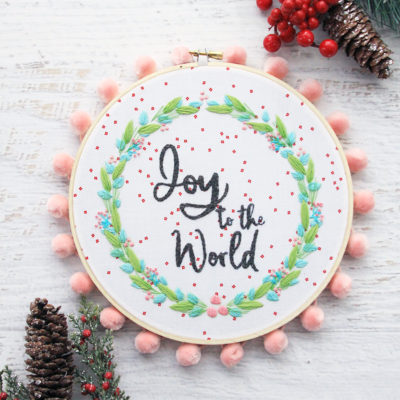 Joy to the World Christmas Embroidery Hoop