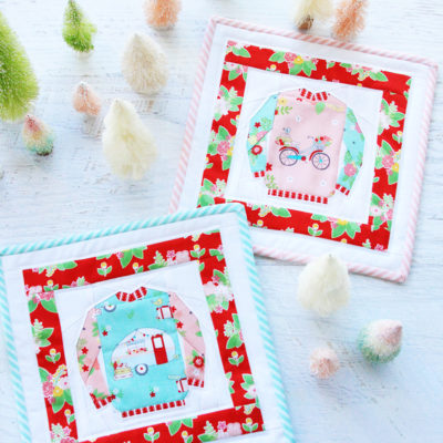 Vintage Adventure Christmas Sweater Mug Rugs