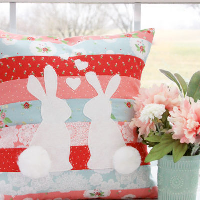 Spring Bunnies in Love Pillow
