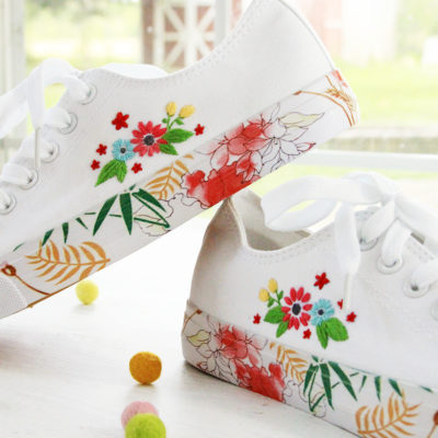 Floral DIY Embroidered Canvas Shoes