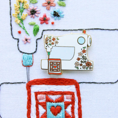Floral Sewing Machine Pattern and Needle Minder