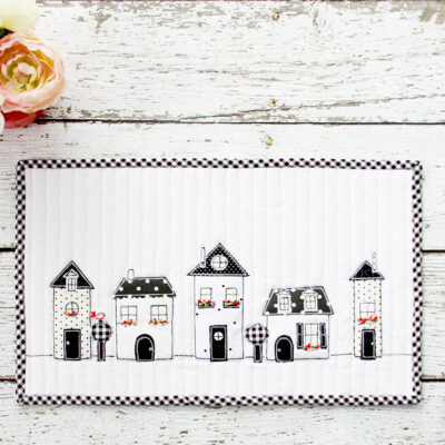 Black and White Neighborhood Mini Quilt