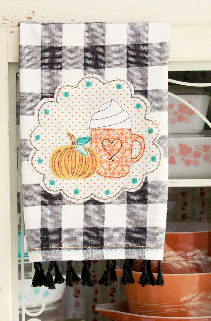 DIY Fall Dish Towel tutorial featured by top US sewing blog, Flamingo Toes.