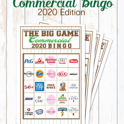 2020 Big Game Commercial Bingo