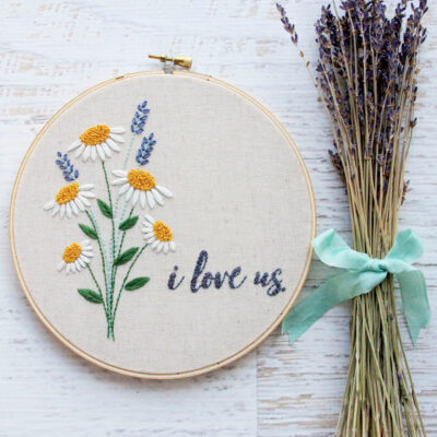 I Love Us Free Floral Embroidery Pattern
