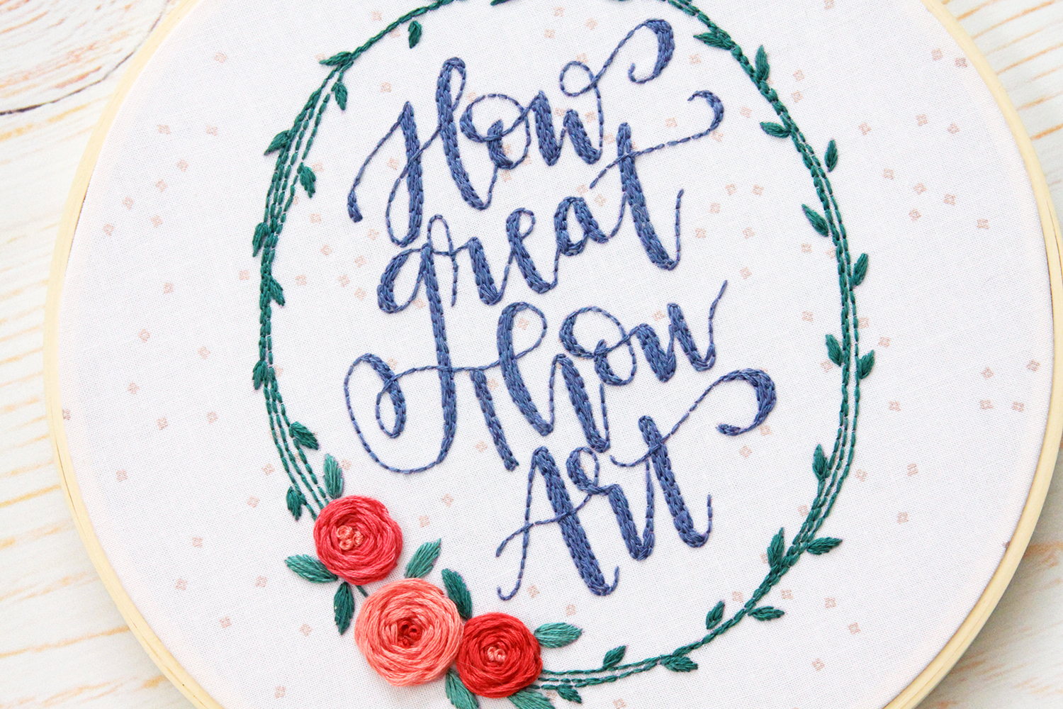 Floral Hymn Embroidery Hoop Art with Tutorial and Free Pattern