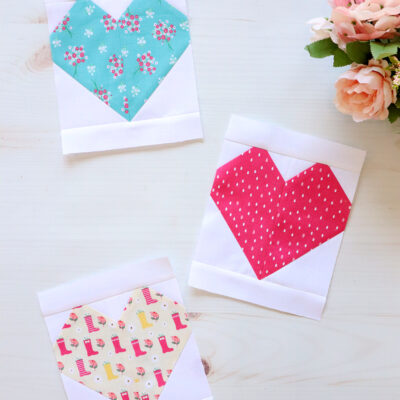 Singing in the Rain Row 7 – Heart Quilt Blocks