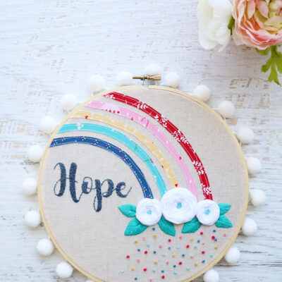 Hope Rainbow Embroidery Hoop Art