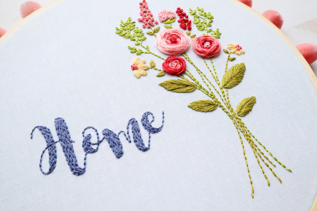 Floral Home Embroidery Hoop Art