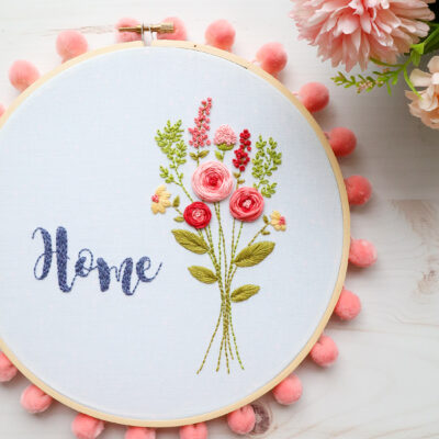 Floral Home Embroidery Hoop Art