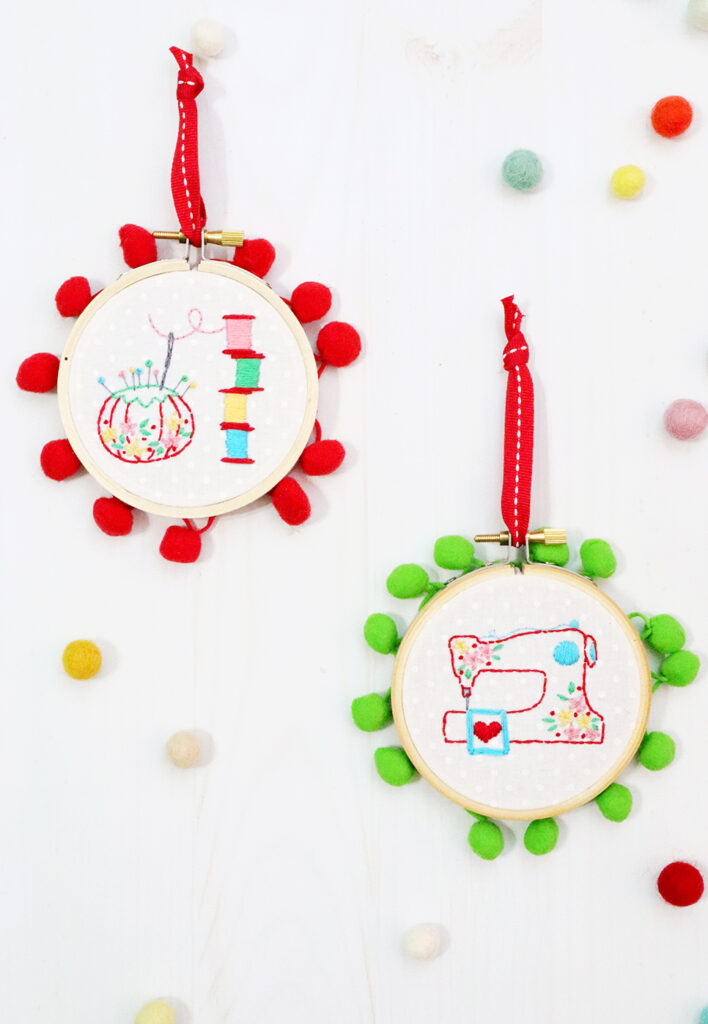 Sewing Room Christmas Hoop Ornaments