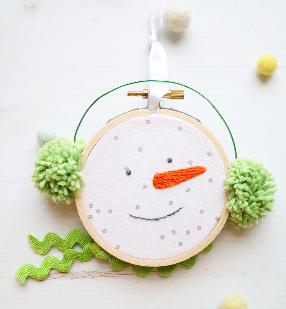 Chilly Snowman Embroidered Hoop Ornaments