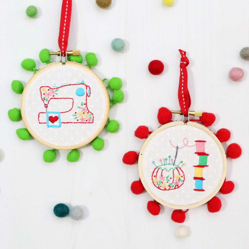 Sewing Room Christmas Hoop Ornaments
