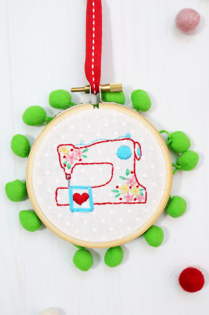 Sewing Room Christmas Hoop Ornaments