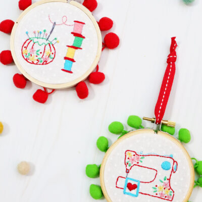 Sewing Room Christmas Hoop Ornaments