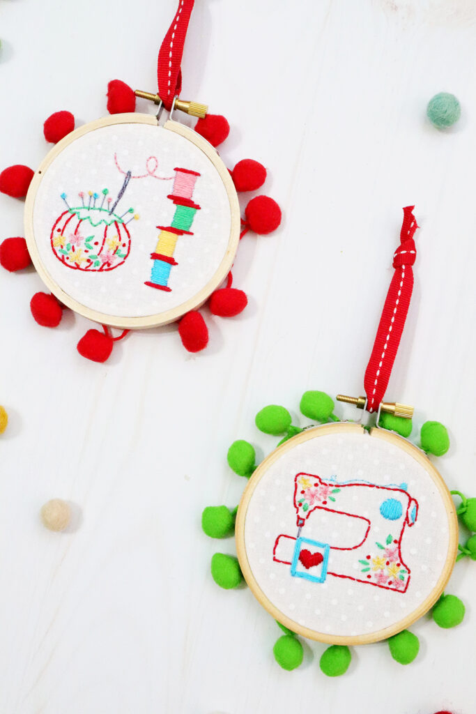 Sewing Room Christmas Hoop Ornaments