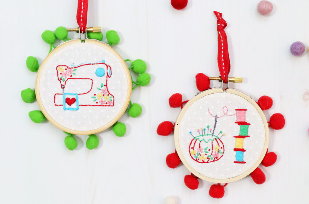 Sewing Room Christmas Hoop Ornaments