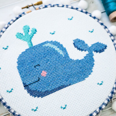 Sweet Whale Cross Stitch Hoop