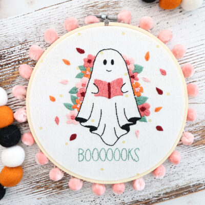 Floral Bookish Ghost Embroidery